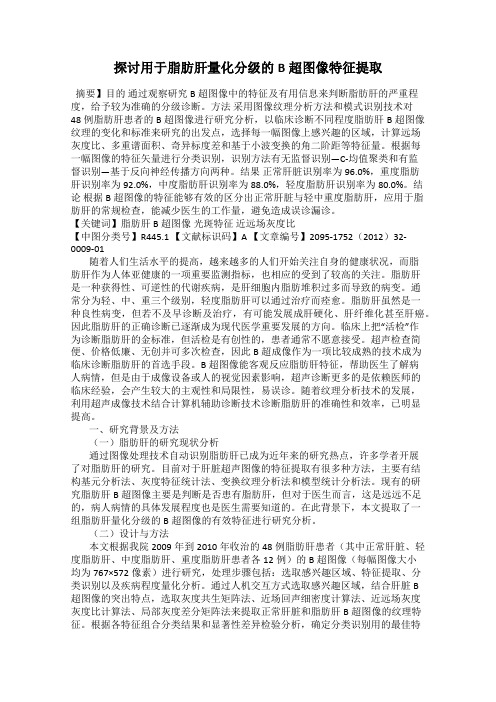 探讨用于脂肪肝量化分级的B超图像特征提取