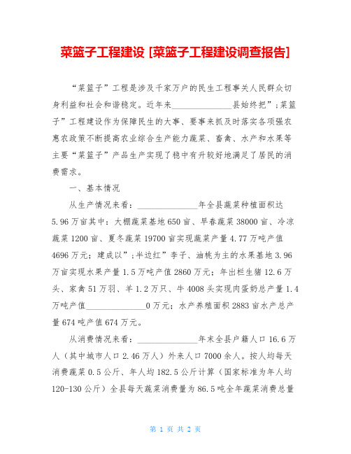 菜篮子工程建设菜篮子工程建设调查报告