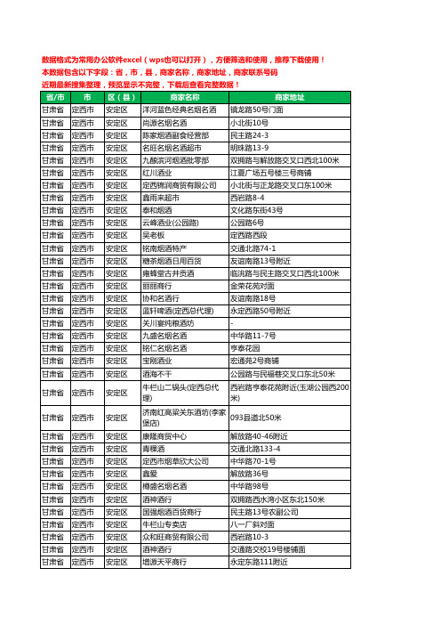 2020新版甘肃省定西市安定区烟酒工商企业公司商家名录名单黄页联系电话号码地址大全144家