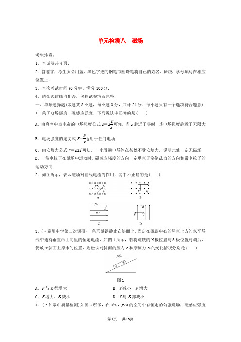 高考物理一轮复习精选提分综合练单元检测八磁场