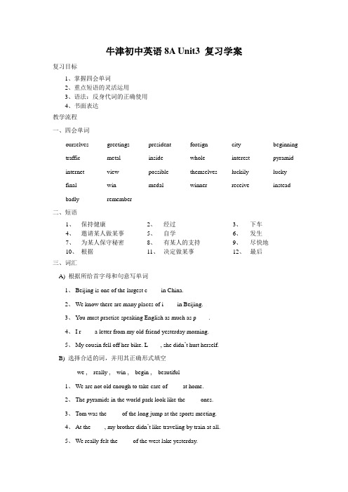 【51】牛津英语8A_Unit3复习学案