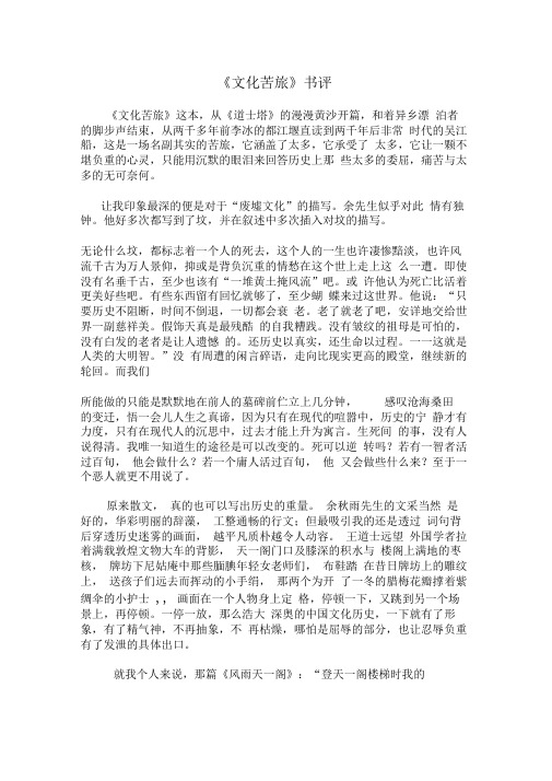 文化苦旅书评