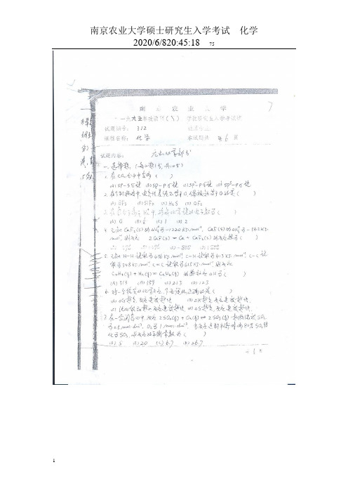 南农612化学历年真题95-09年