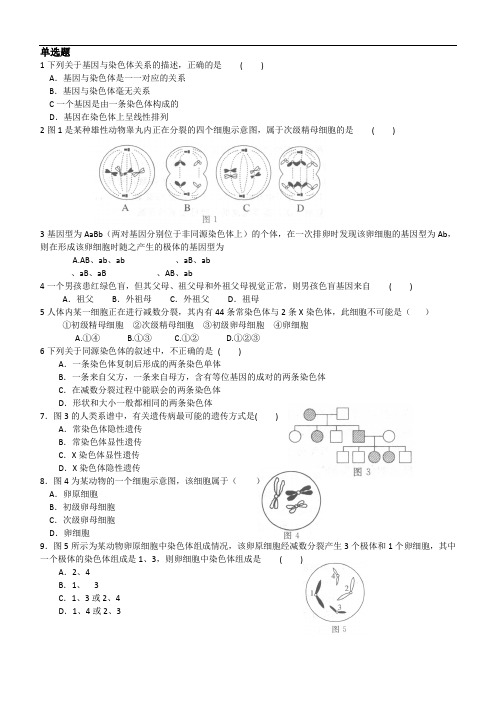 生物必修二第二章测试题