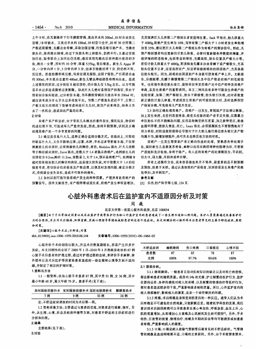 心脏外科患者术后在监护室内不适原因分析及对策