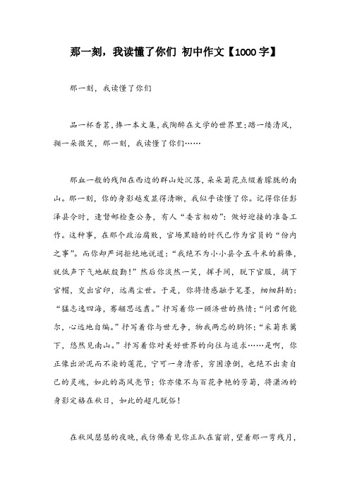 那一刻,我读懂了你们 初中作文【1000字】