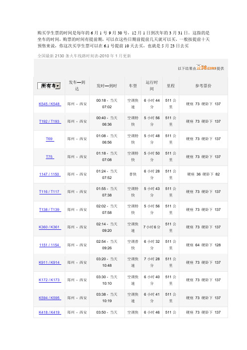 火车票信息