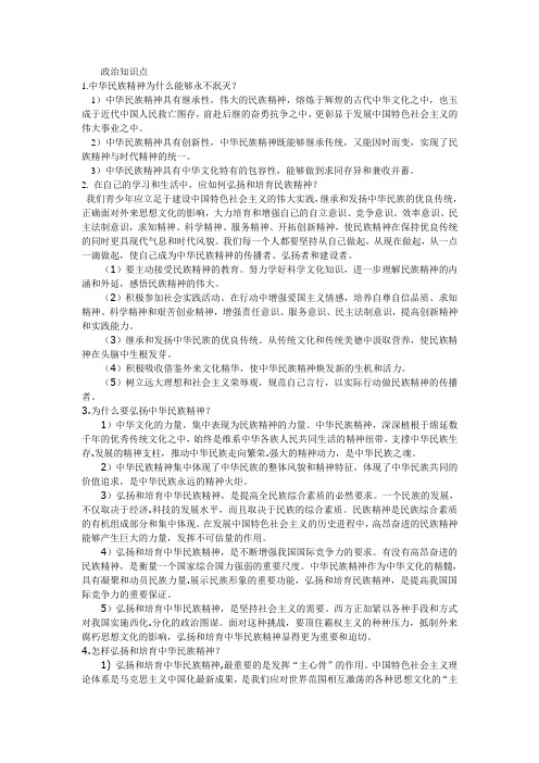 政治知识点 民族精神