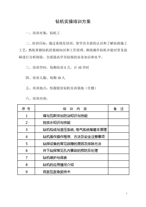 钻机实操培训方案