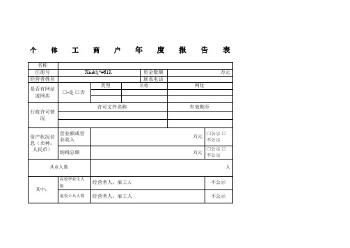 个体工商户年度报表