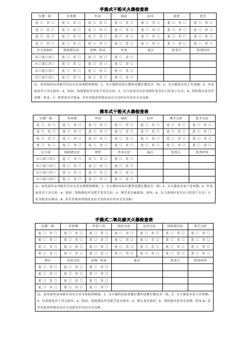 消防应急器材检查表