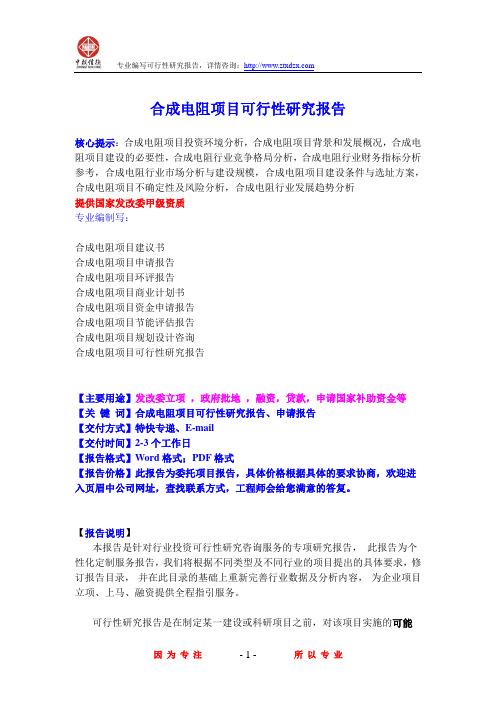 合成电阻项目可行性研究报告