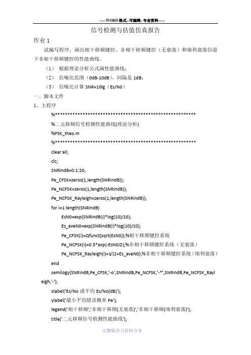 信号检测与估值matlab仿真报告