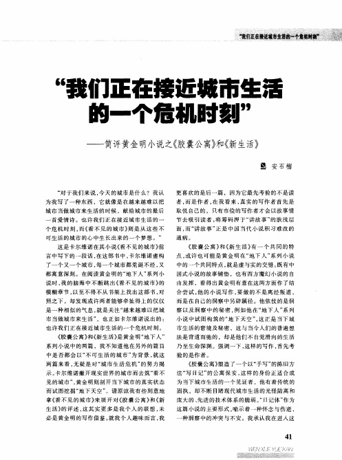 “我们正在接近城市生活的一个危机时刻”——简评黄金明小说之《胶囊公寓》和《新生活》