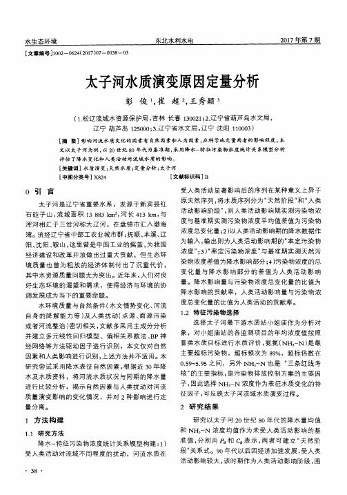 太子河水质演变原因定量分析