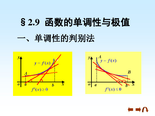 §2.9  函数的单调性与极值