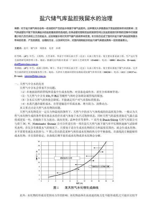 2011盐穴储气库盐腔残留水的治理