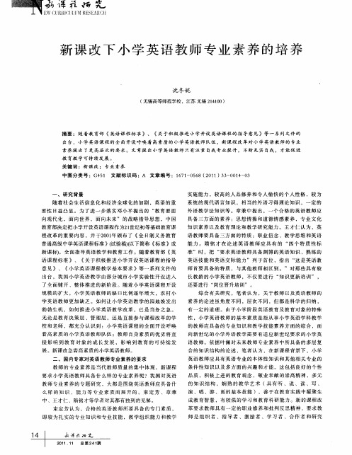 新课改下小学英语教师专业素养的培养