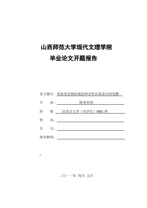 汉语言文学开题报告