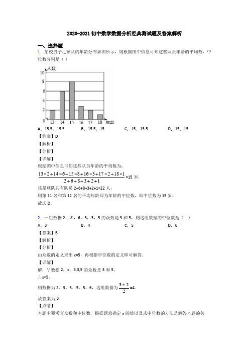 2020-2021初中数学数据分析经典测试题及答案解析
