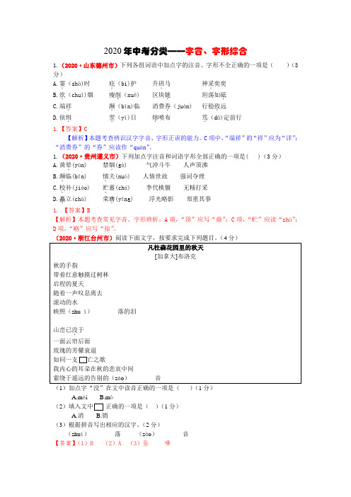 4、2020年中考题分类解析—字音、字形综合