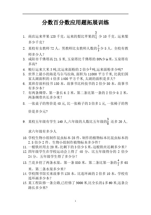 分数百分数应用题拓展训练 (17)