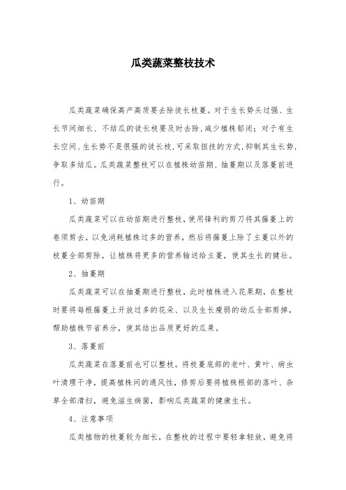 瓜类蔬菜整枝技术