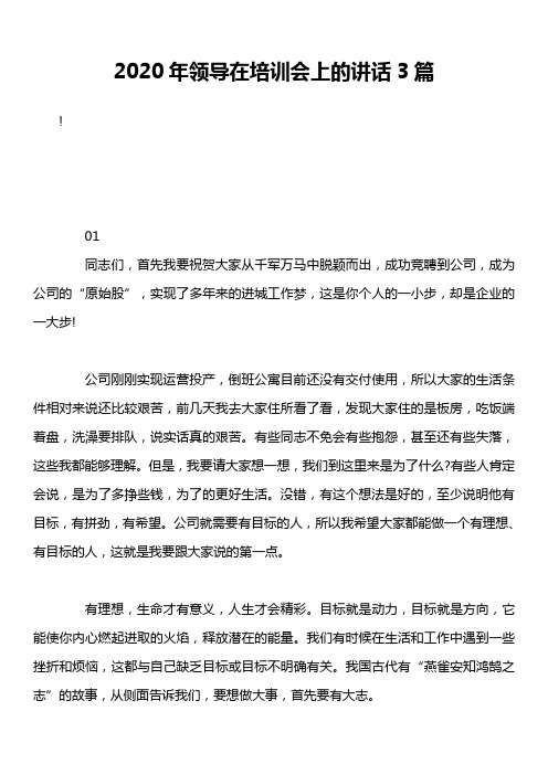 2020年领导在培训会上的讲话3篇
