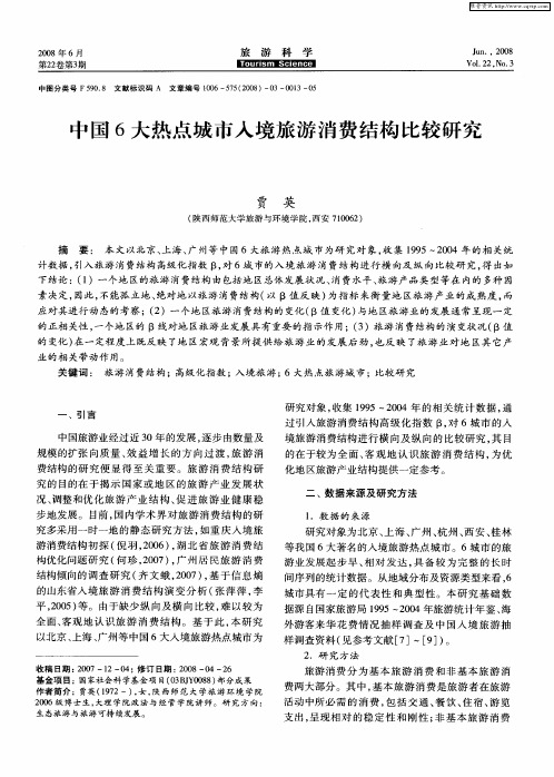 中国6大热点城市入境旅游消费结构比较研究