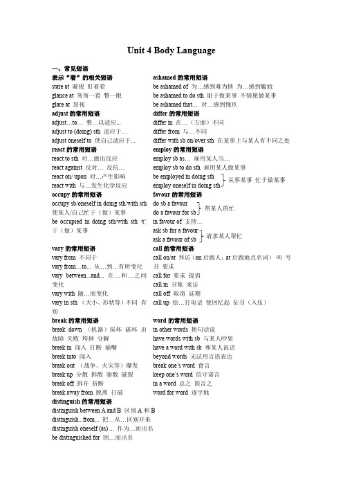 (新教材)人教版 2019 高中英语选择性必修一 第四单元(知识点总结全)