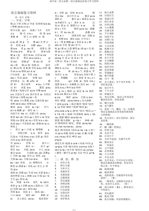 高中高一语文必修一语言基础总结复习学习资料