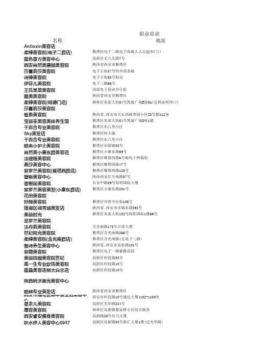 西安所有美容院地址