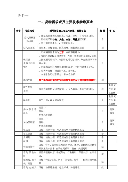 空气能技术参数