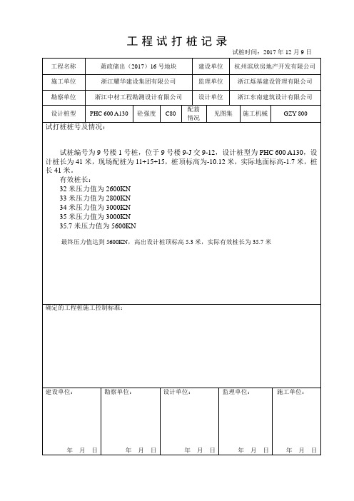 试打桩记录
