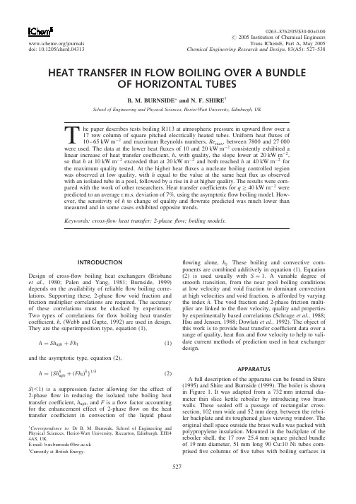 Heat Transfer in Flow Boiling Over a Bundle of Horizontal Tubes