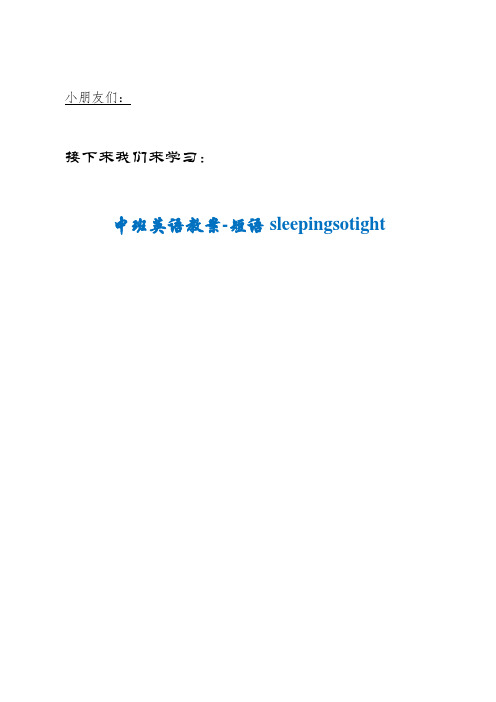 ZYB社区第二幼儿园中班英语教案-短语sleepingsotight