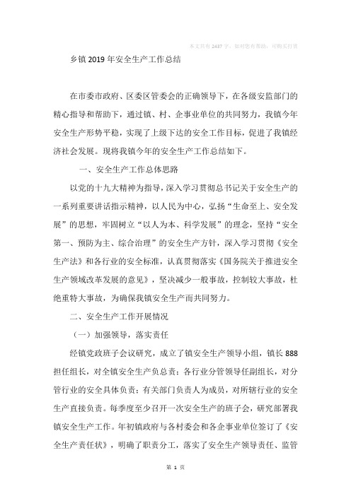乡镇2019年安全生产工作总结_2