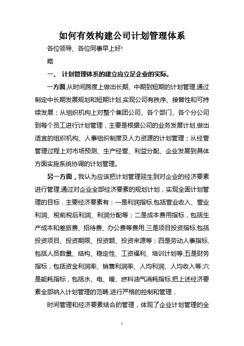 如何有效构建公司计划管理体系
