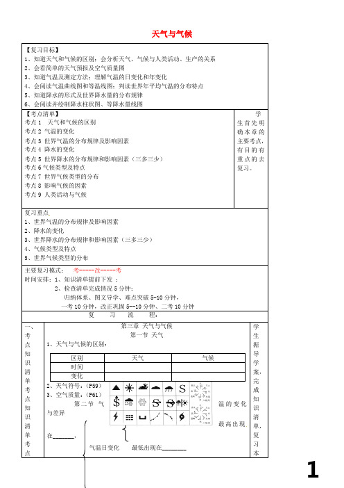 七年级地理上册-第4章-天气与气候复习学案剖析