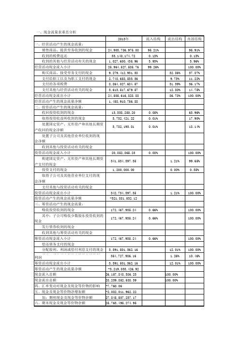 2013年五粮液集团财务报表现金流量表分析