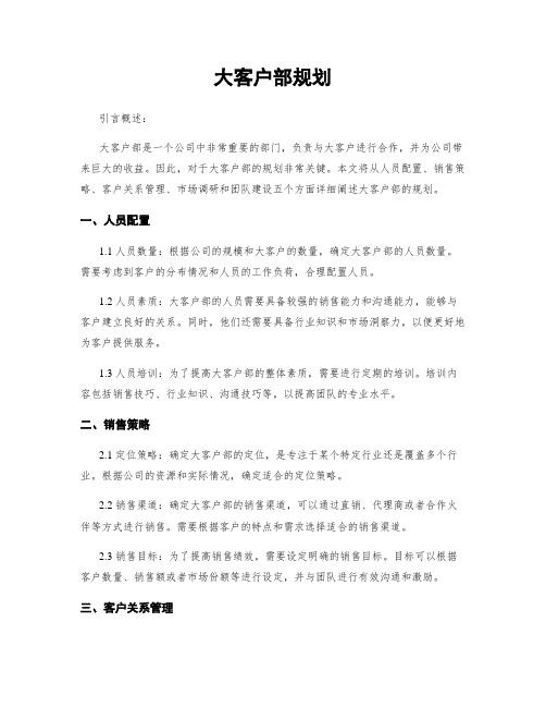 大客户部规划