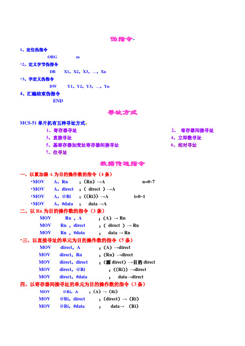 汇编语言最全指令表