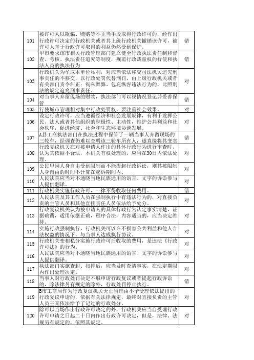 浙江省执法证考试判断题及答案 