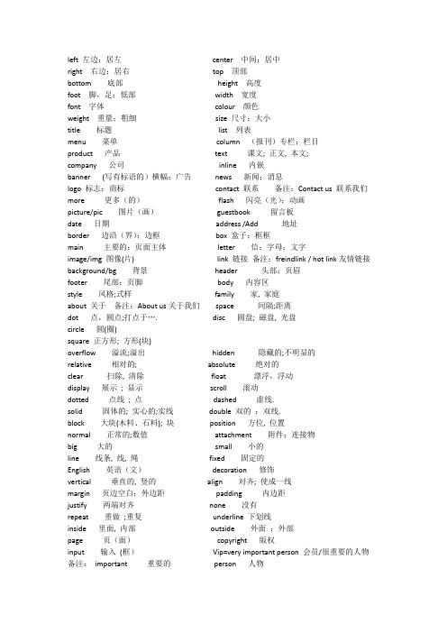 css常用单词表