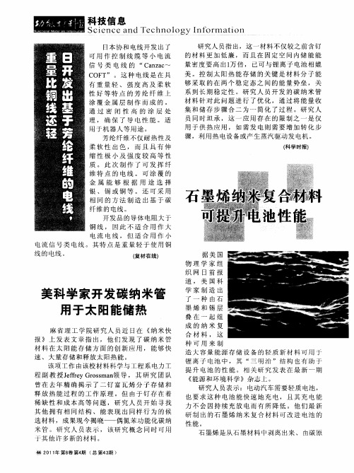 石墨烯纳米复合材料可提升电池性能