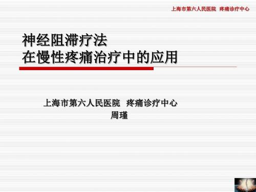 神经阻滞疗法在慢性疼痛治疗中的应用-上海第六人民医院