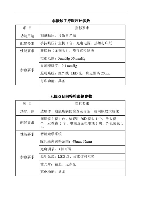 非接触手持眼压计参数
