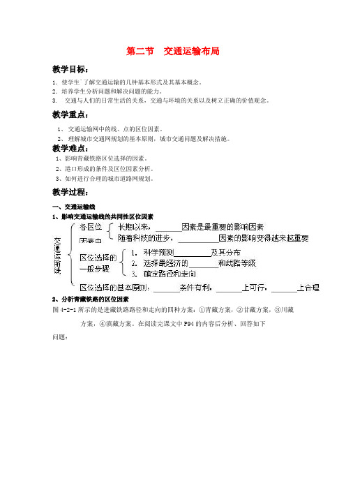 高中地理第二节交通运输布局导学案 鲁教版必修2