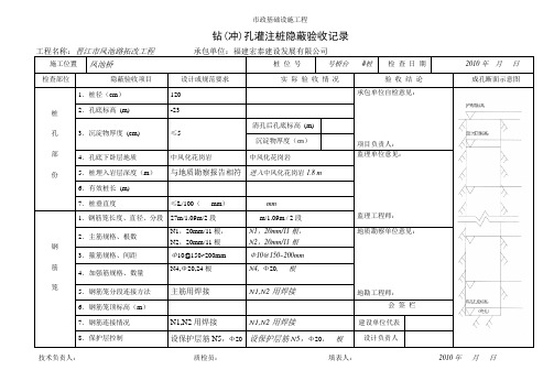 钻(冲)孔灌注桩隐蔽验收记录(1.00米)