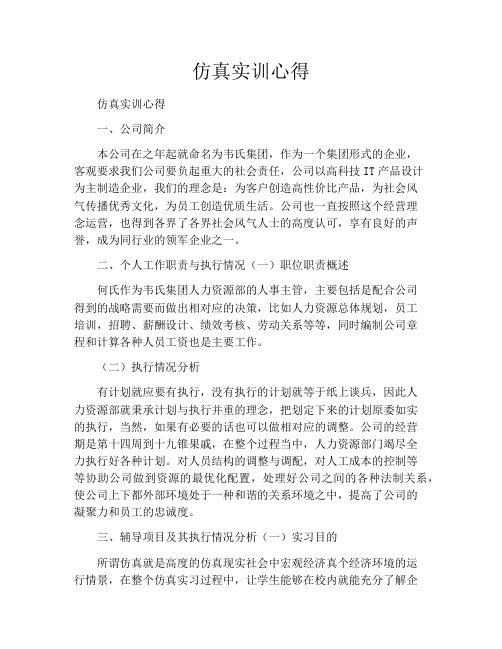 仿真实训心得
